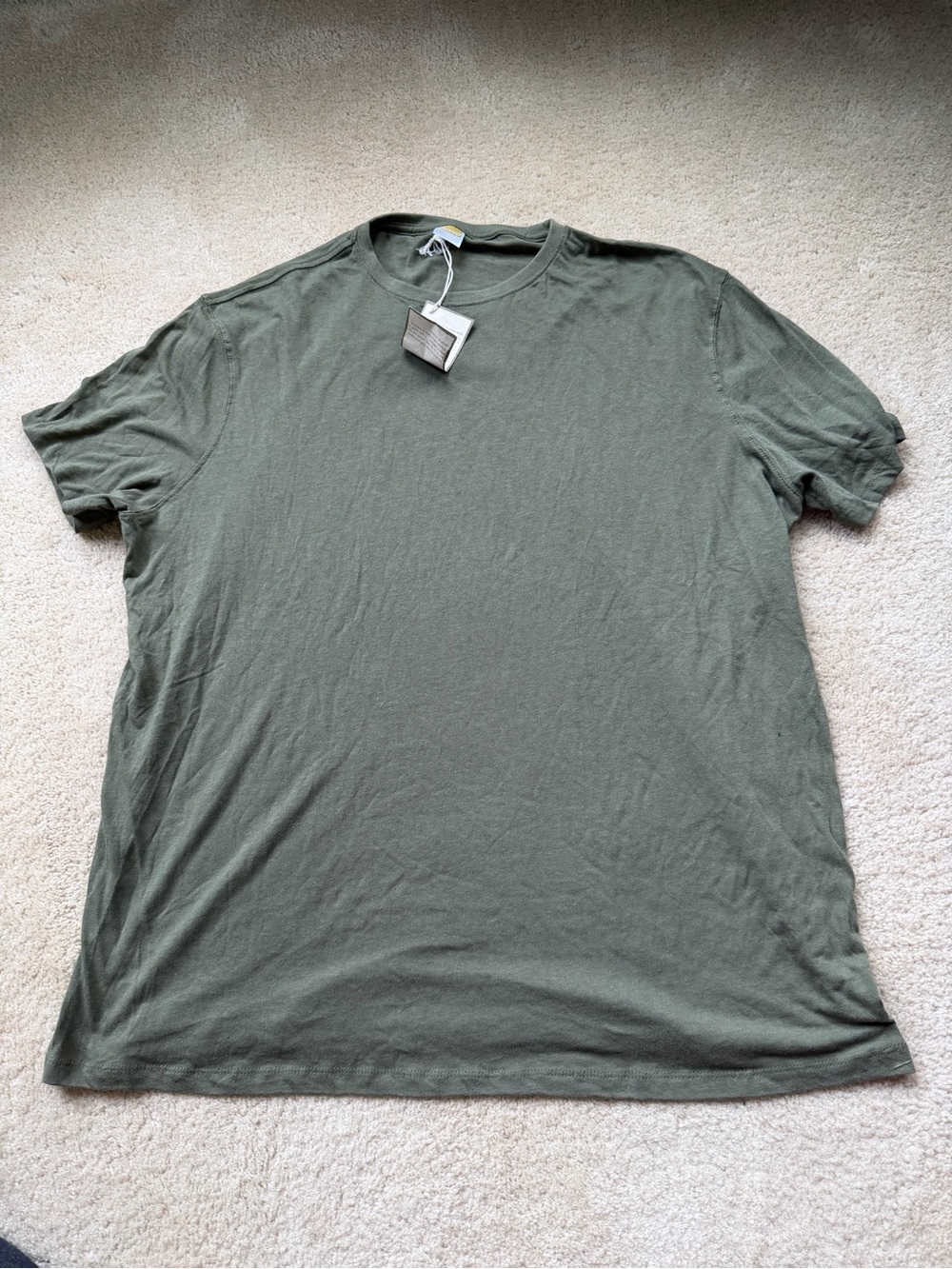 NWT Onno Men's Army Green Shirt Sleeve T-Shirt - Size 3XL - Bamboo/Cotton Blend